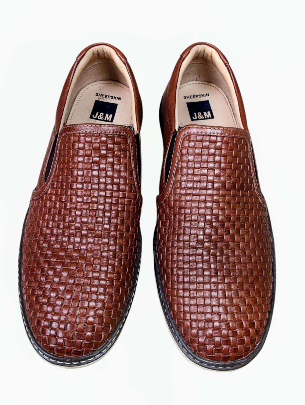 Johnston & Murphy Mcguffey Woven Sheepskin Casual Shoes Men's Size 8M Cognac